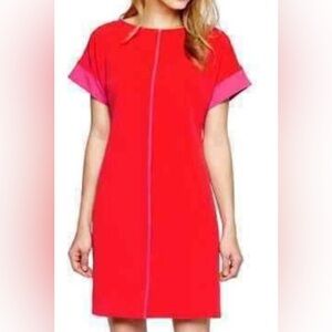 J. Taylor Red & Pink Colorblock Shift Dress – Size Large